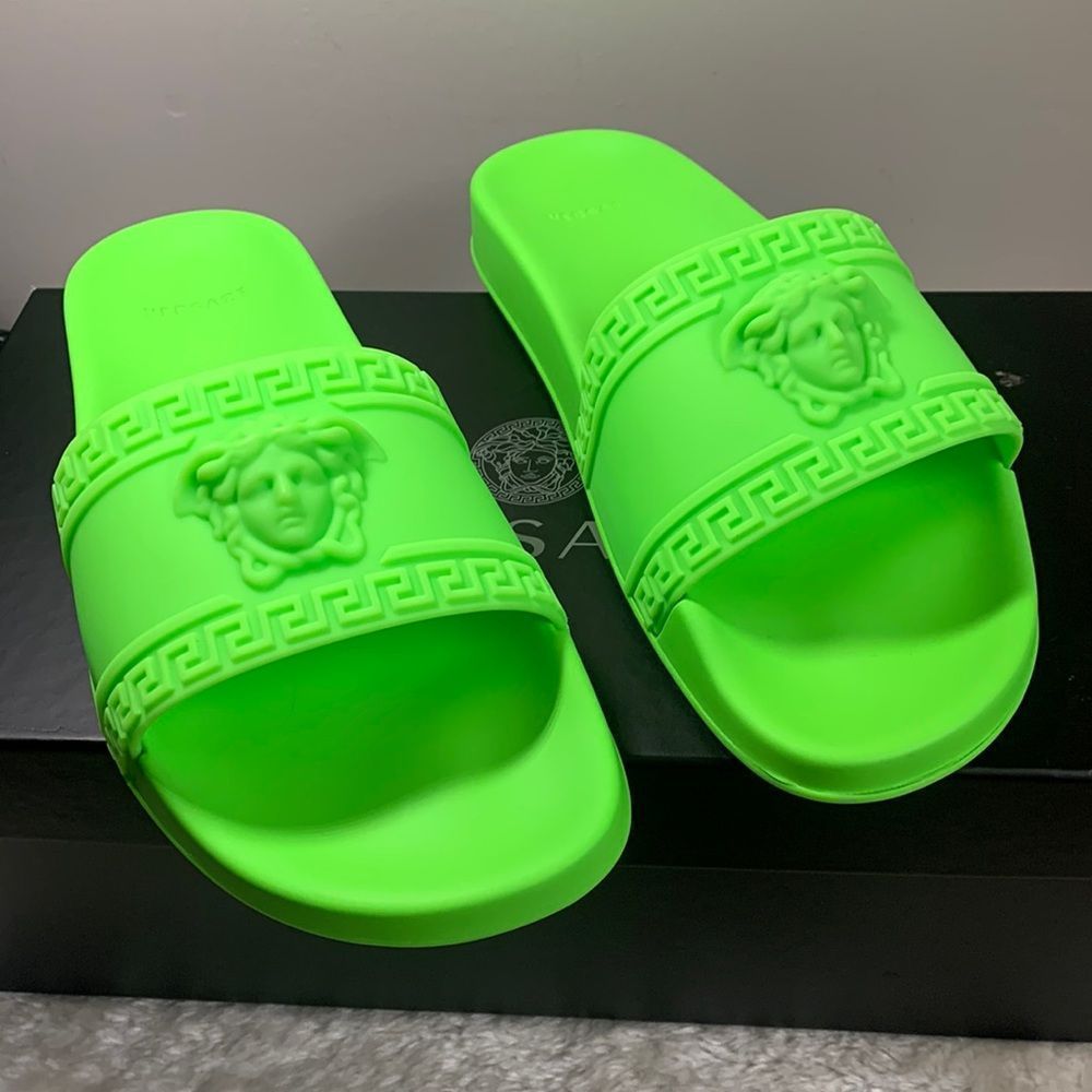 New Versace neon green slides